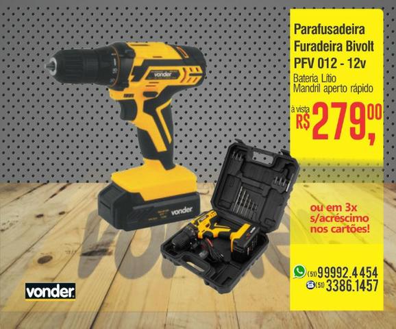Parafusadeira e furadeira PFV a bateria biv. aut.- Vonder