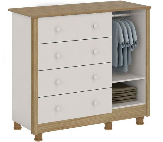 Frete Grátis - Cômoda Infantil 4 Gavetas 1 Porta - Léo *NOVO - Foto 3