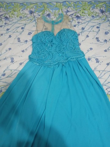 Vestido longo de festa azul Tiffany tamanho P