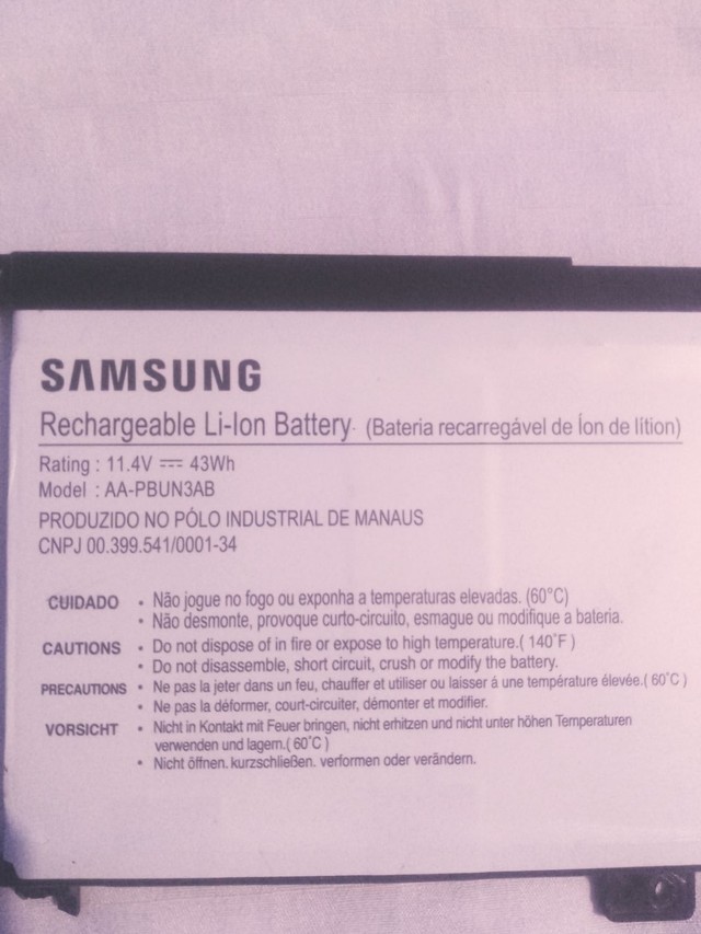 Bateria para notebook Samsung.