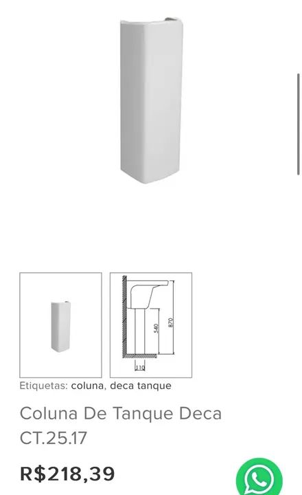 Tanque com coluna DECA - NOVO - Foto 5