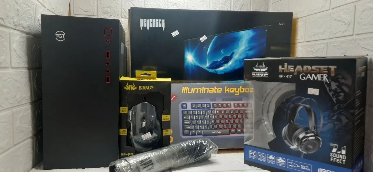 Kit Gamer Completo - PC, Monitor, Teclado, Mouse e Headset!