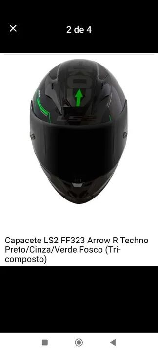 Capacete LS2 FF323 Arrow R Techno Preto/Cinza/Verde Fosco - Foto 3