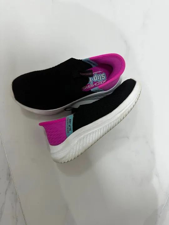 Tênis Skechers infantil - Número 27 - Preto e Rosa - Foto 3