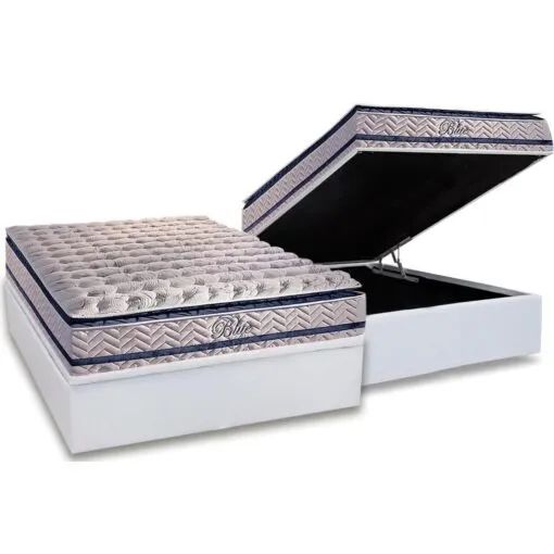 Colchão Casal Blue + Base Box Baú     Pronta entrega.