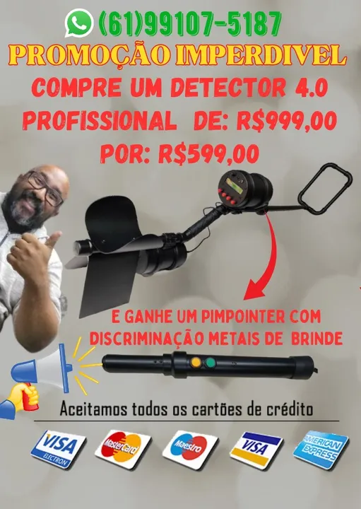 Detector de Metal 4.0 Profissional + Pimpointer de Brinde