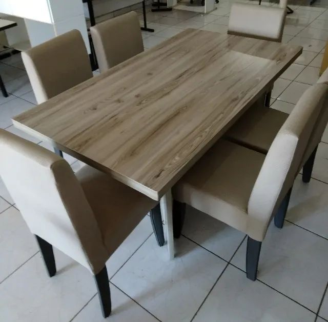 combo mesa + 6 cadeiras sala de janta - frete gratis