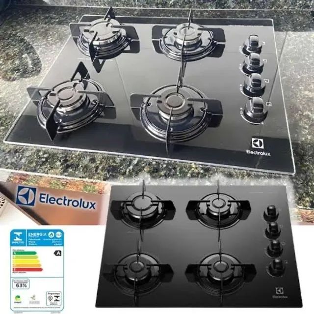 Cooktop a Gás Electrolux KE4GP 4 Bocas com Mesa de Vidro Temperado