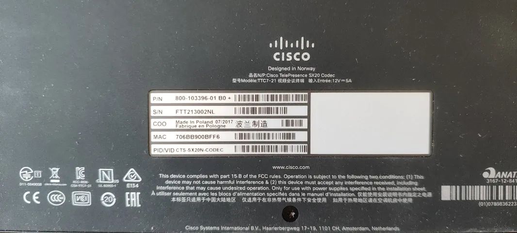 Sistema de videoconferência Cisco Telepresence TTC7-21 CTS-SX20CODEC - Foto 5