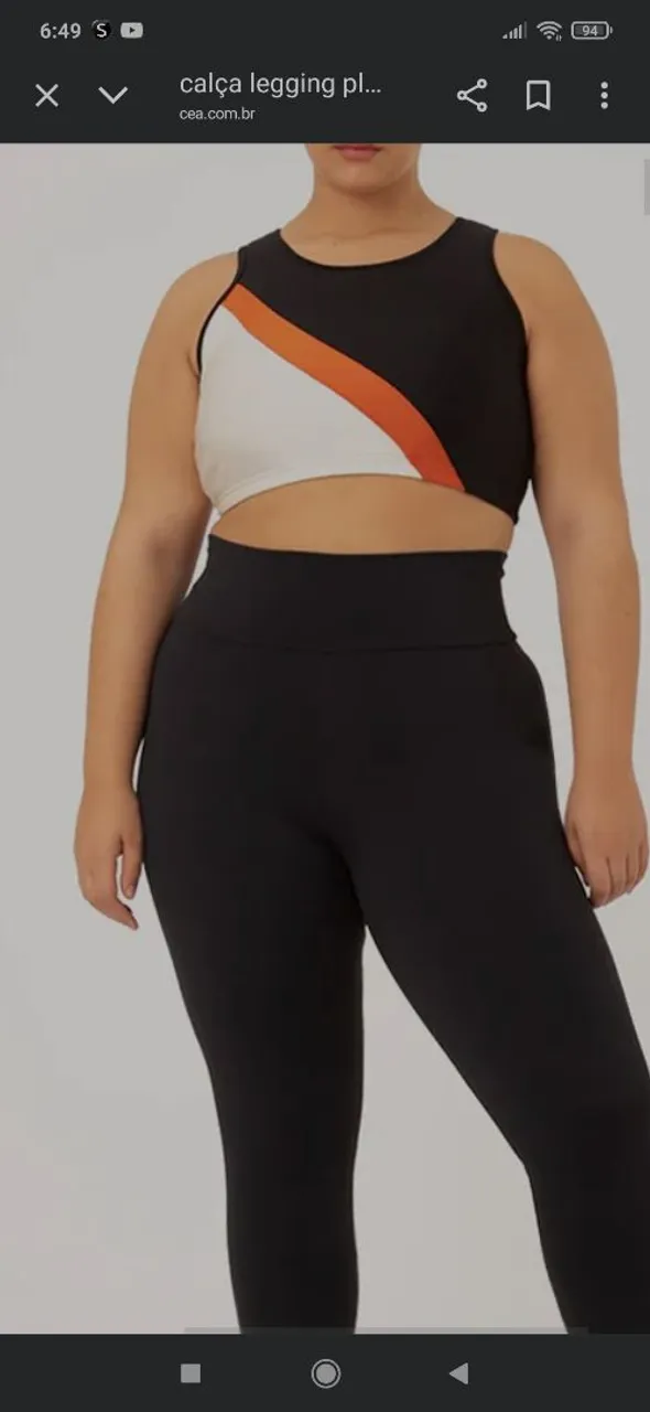 Calça Legging Preta + Top Fitness Colorido