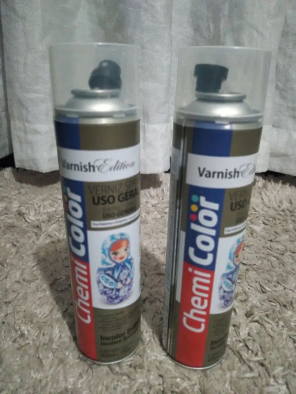 Kit 2 latas spray verniz incolor brilhante, sem uso