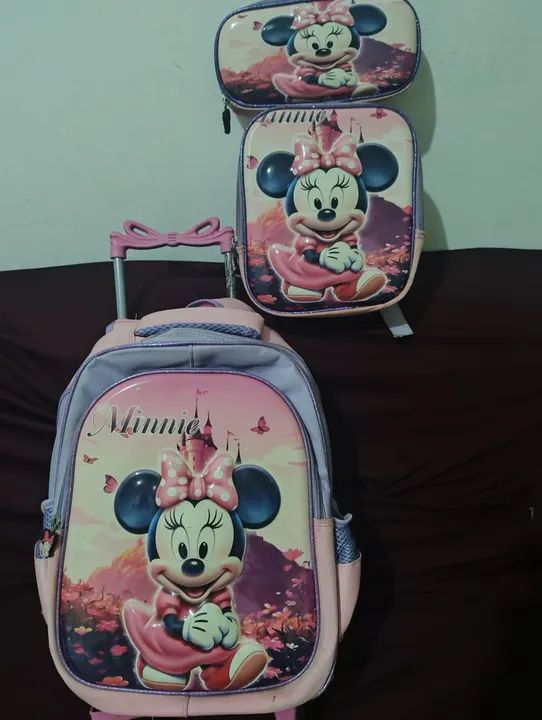 Kit mochila Minnie rosa