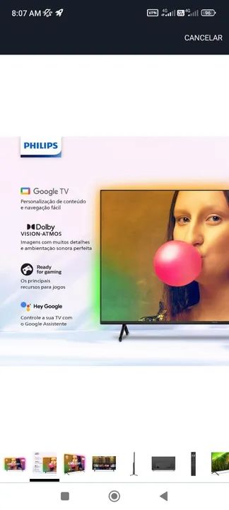 Televisão Phillips ambilight 55Pol - Foto 2