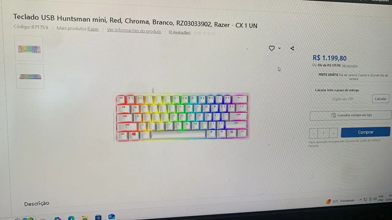 Teclado Razer Huntsman Mini - RGB - Chroma - Branco