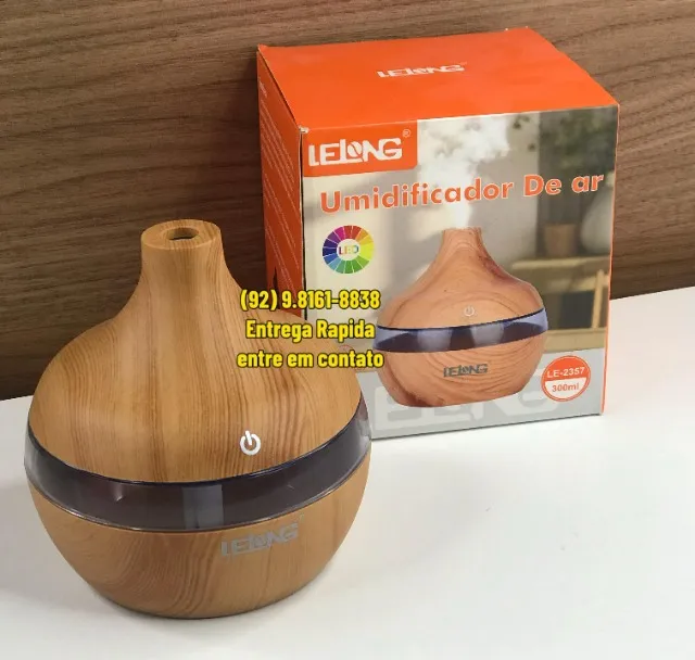 umidificador e aromatizador de ambientes com luzes rgb ultrassonico 300ml
