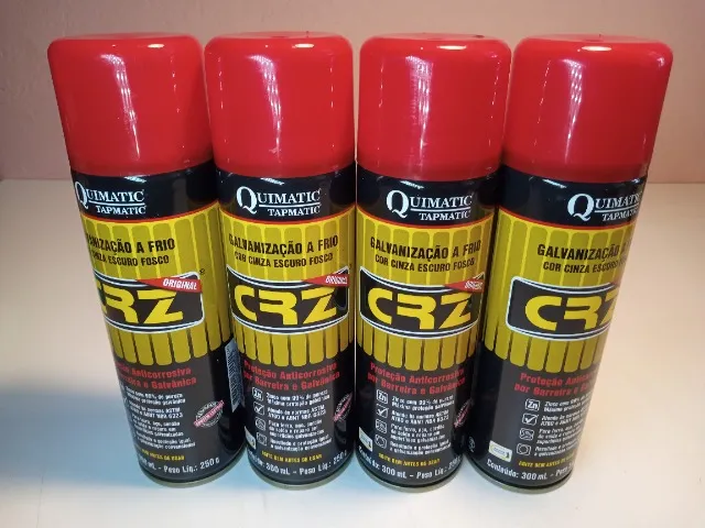 Kit 4 latas CRZ Galvanização a frio spray 300ml Quimatic Tapmatic.