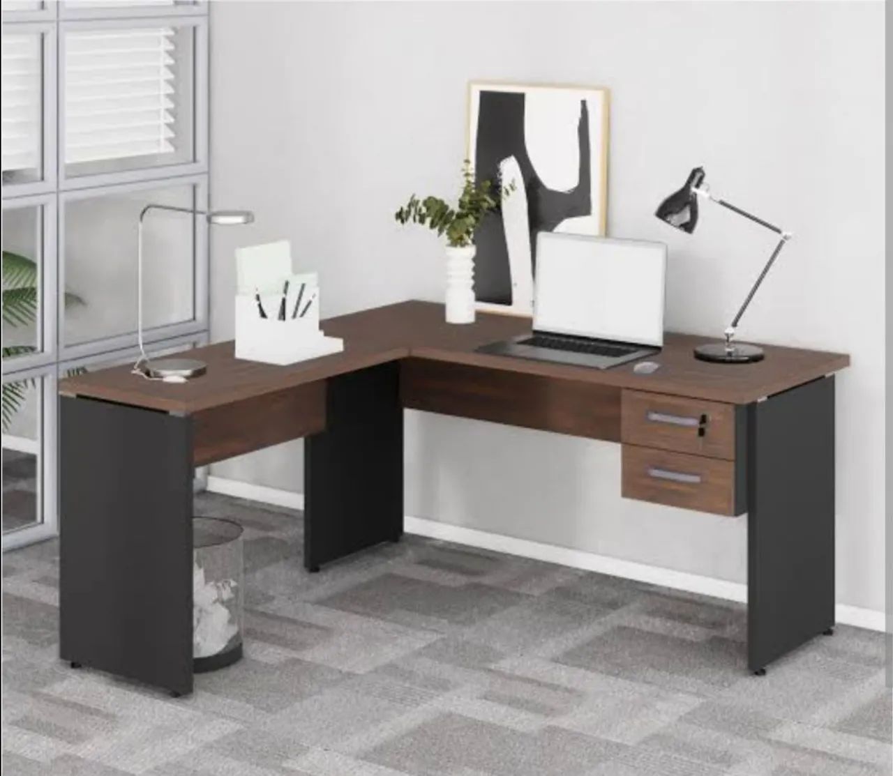 Mesa de Escritório em L com Gavetas / Nova  - Foto 4