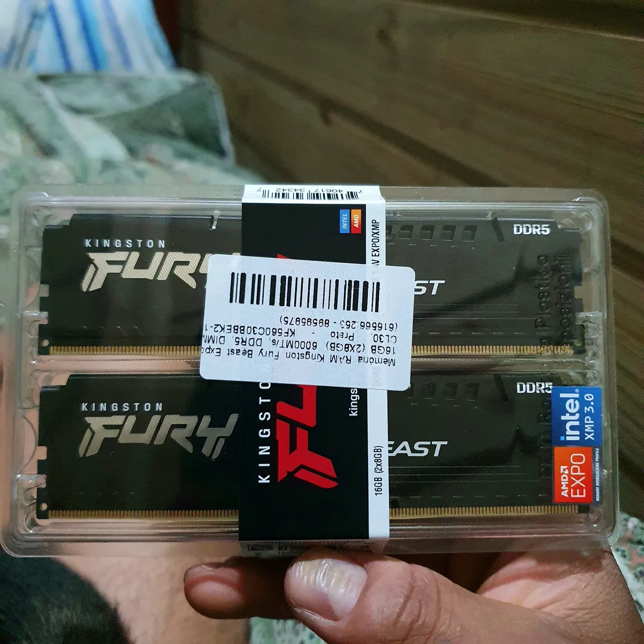 Memória RAM Kingston Fury Beast DDR5 16GB (2x8GB) 6000MHz
