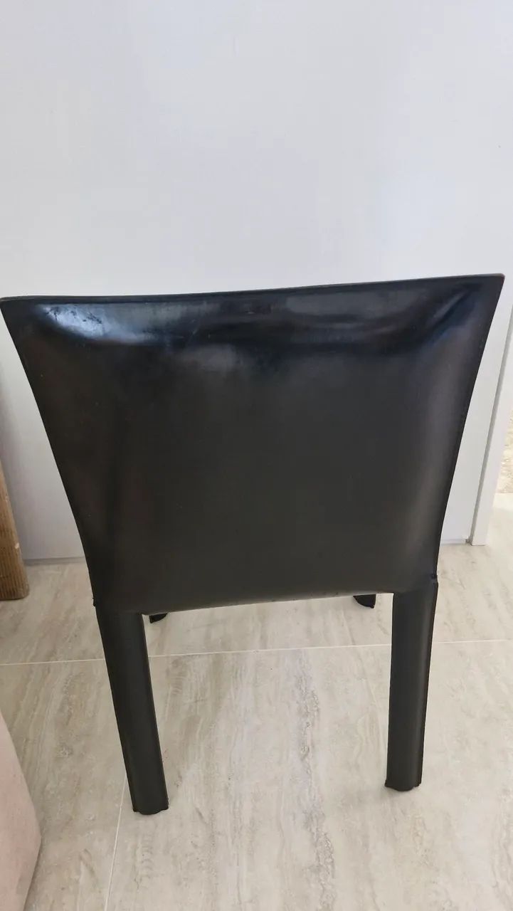 Cadeira de Jantar em Couro Preto - Foto 2