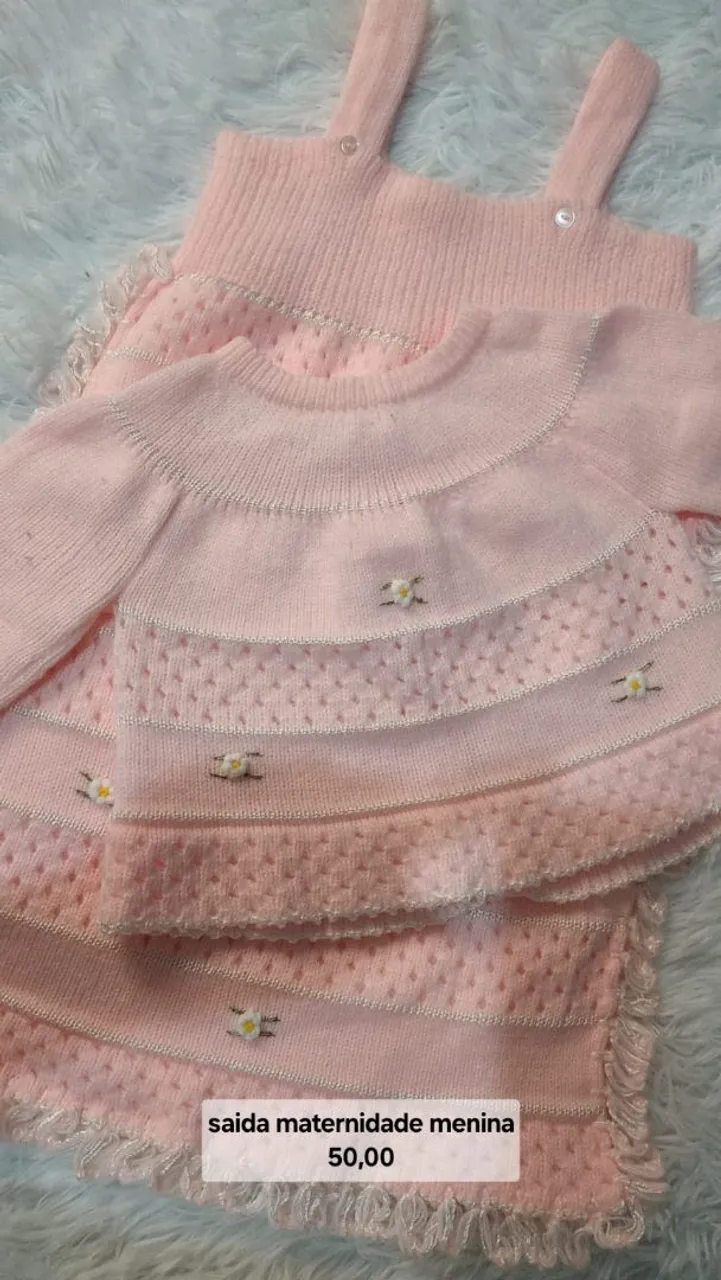 Saída de maternidade em tricot para menina