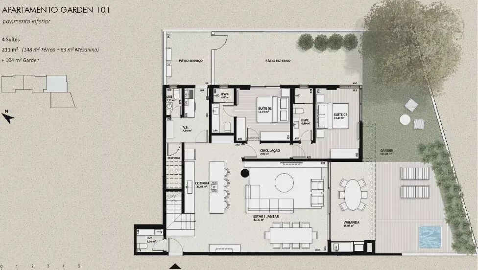 DUPLEX GARDEN - 4 DORMITÓRIOS - 200M² PRIVATIVOS - AP1336 - Foto 3