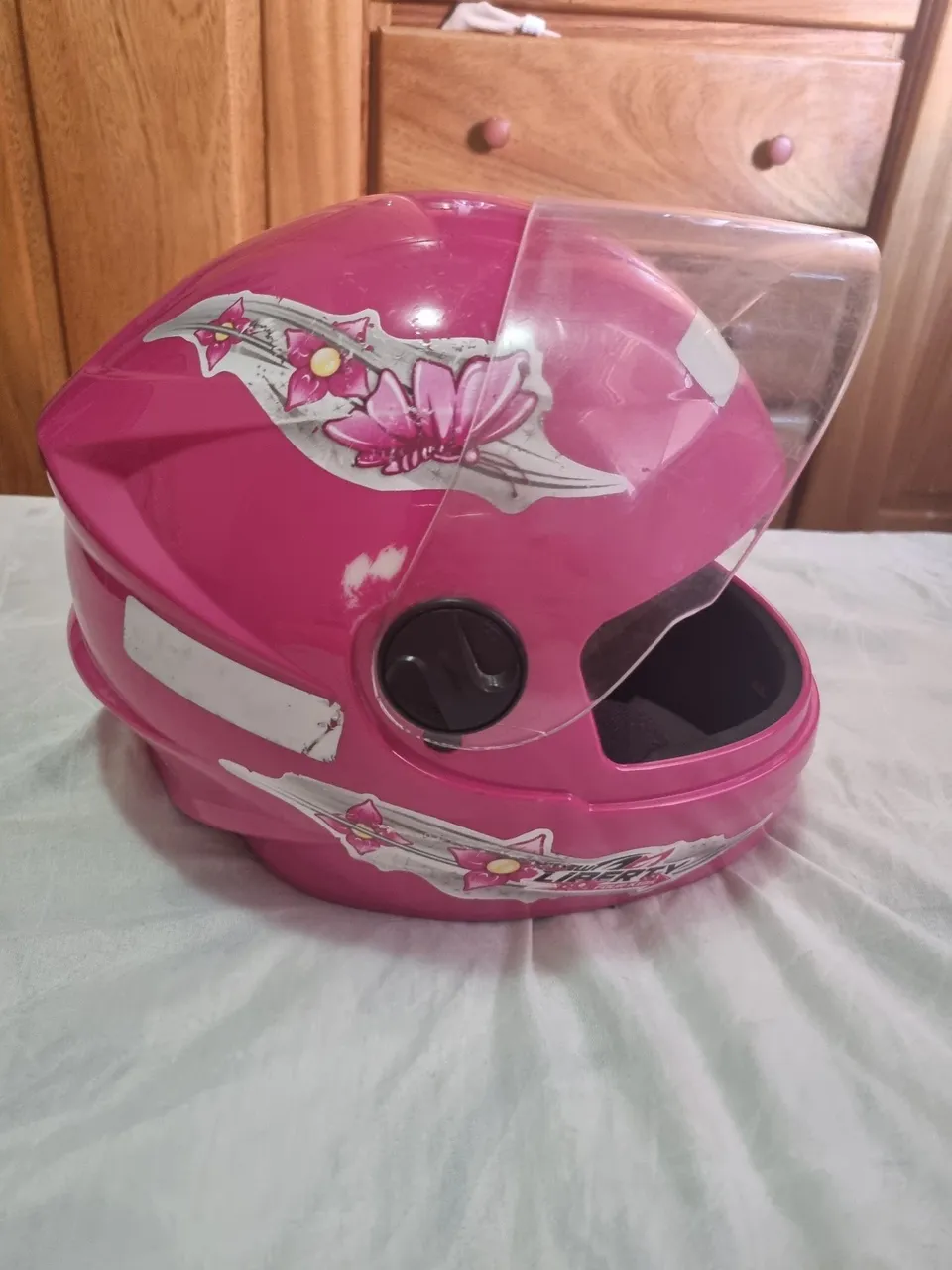 Capacete Infantil Rosa Feminino com Visor