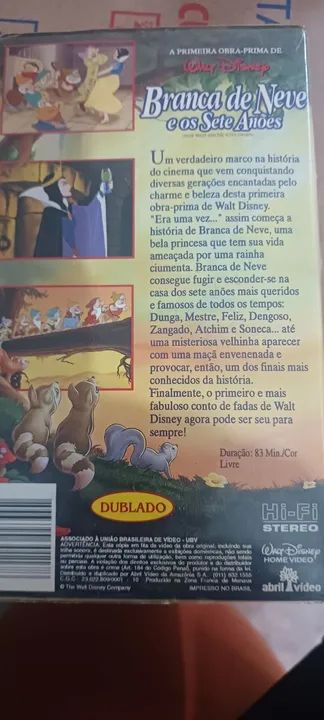 Branca de Neve e os Sete Anões - VHS... Original - Foto 2
