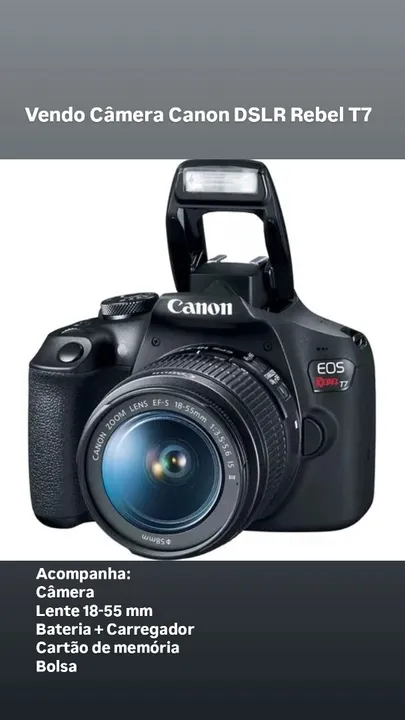 Câmera Canon DSLR Rebel T7