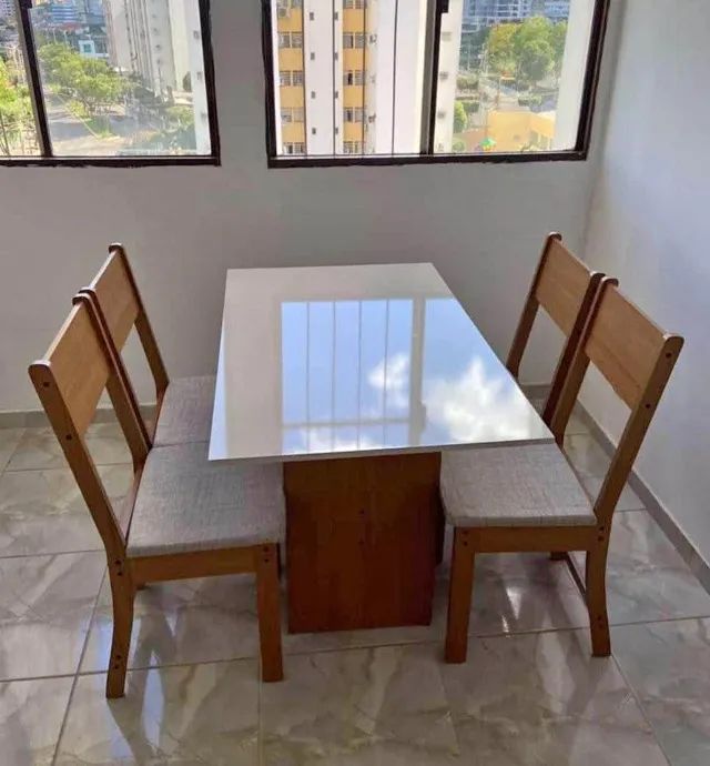 Mesa de Jantar 4 Cadeiras Tampo de MDF (Novo) Entrega Grátis!  - Foto 2