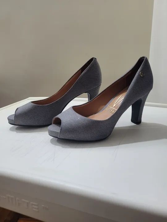 Sapato Peep Toe Azul - Foto 4