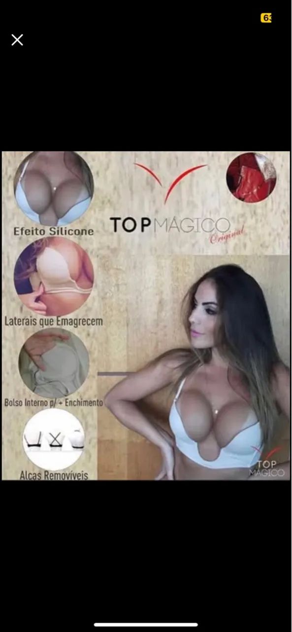 Sutiã Top mágico original preto efeito silicone  - Foto 2