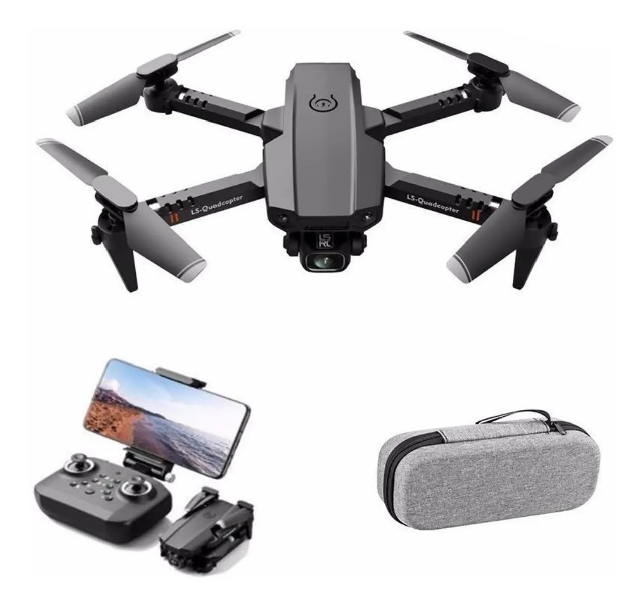 Mini drone Lansenxi LS-XT6 Single camera com câmera FullHD preto 2.4GHz 3 baterias - Foto 3
