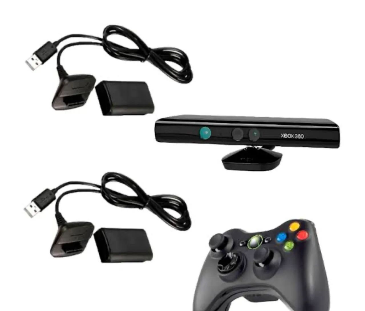 Kit Completo Xbox 360 - Câmera Kinect, 2 Controles e Acessórios