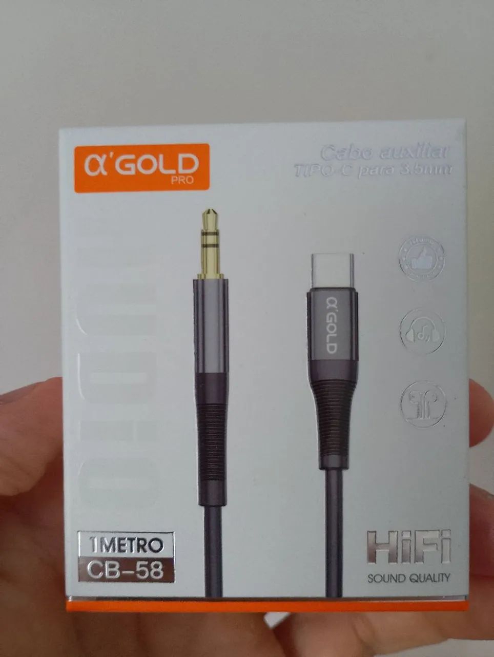 Cabo Auxiliar Tipo C para 3.5mm A'Gold Pro 1 Metro
