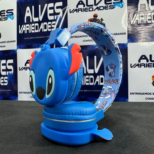 Fone de ouvido Bluetooth infantil Stitch 