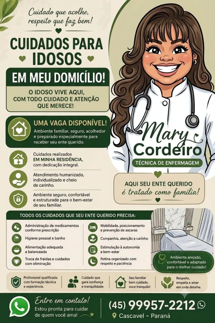 Técnica de enfermagem e Cuidadora de Idosos