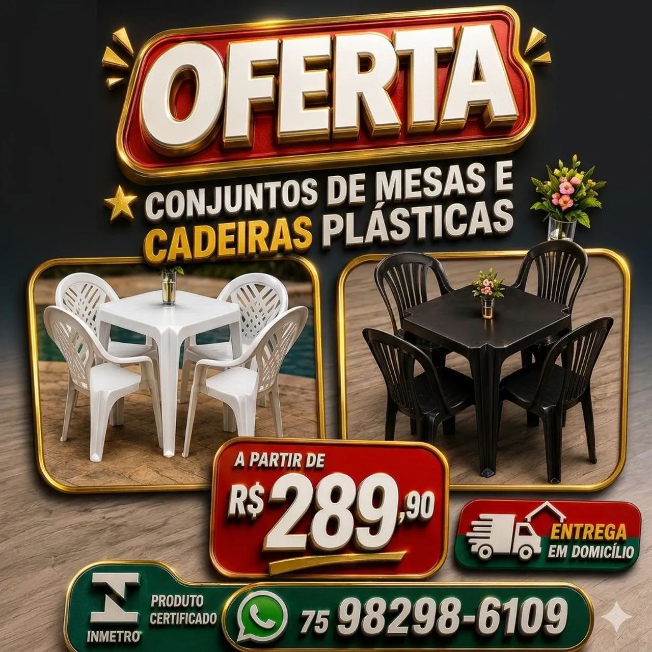 Jogos de mesas e cadeiras plásticas a partir de: