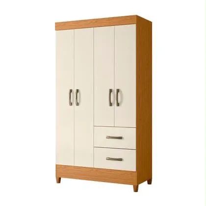 Guarda-Roupa Branco 4 Portas com 2 Gavetas 
