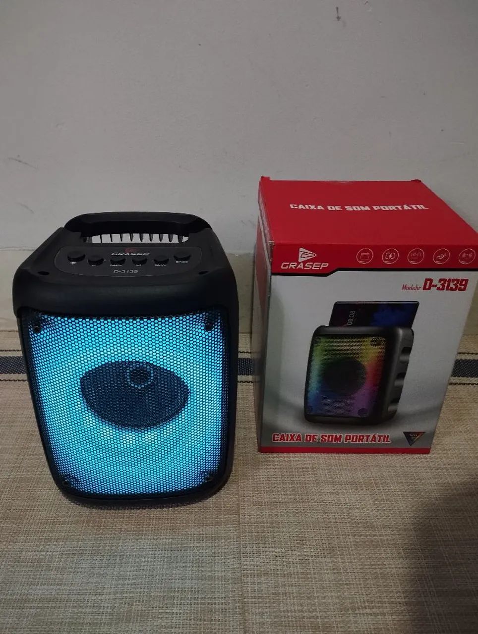 Caixa De Som Bluetooth com LED RGB 3139 10w<br>  - Foto 3
