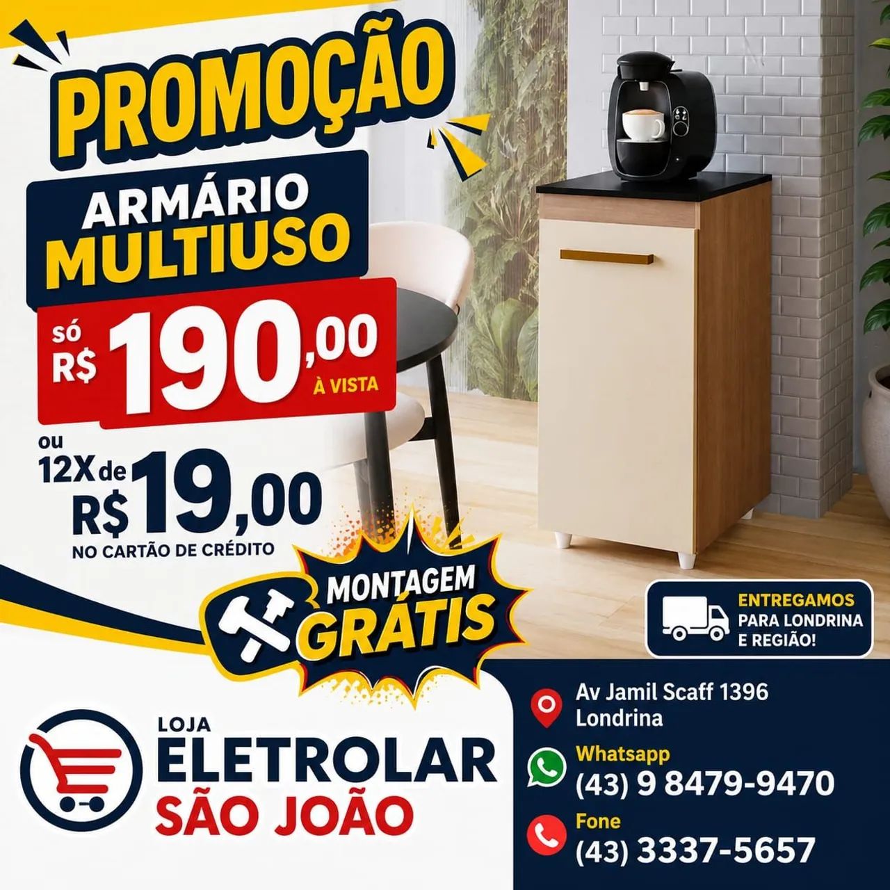 Balcão multiuso cantinho do café 