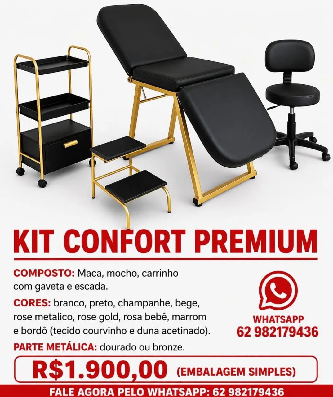 Kit de estética maca mocho escada e carrinho auxiliar a partir de 950.00 - Foto 3