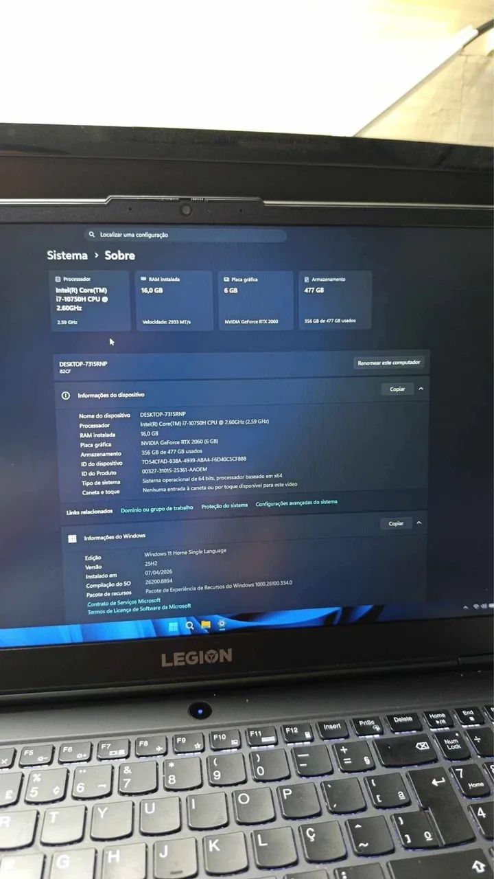 Notebook Gamer Legion  - Foto 3