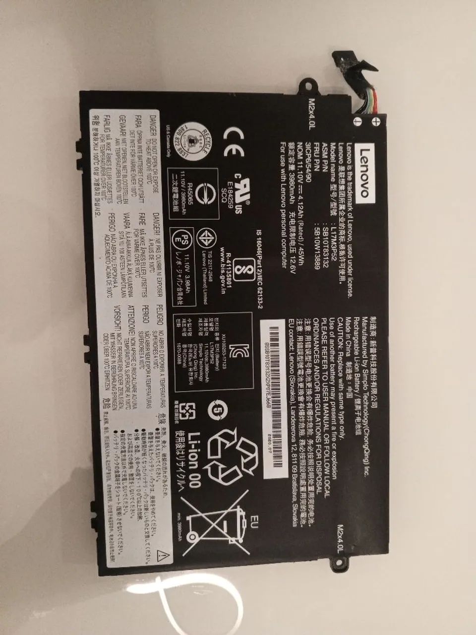 Bateria Lenovo thinkpad Type L17M3P52 11.10V 3980mah usada , funcionando 100% - Foto 2