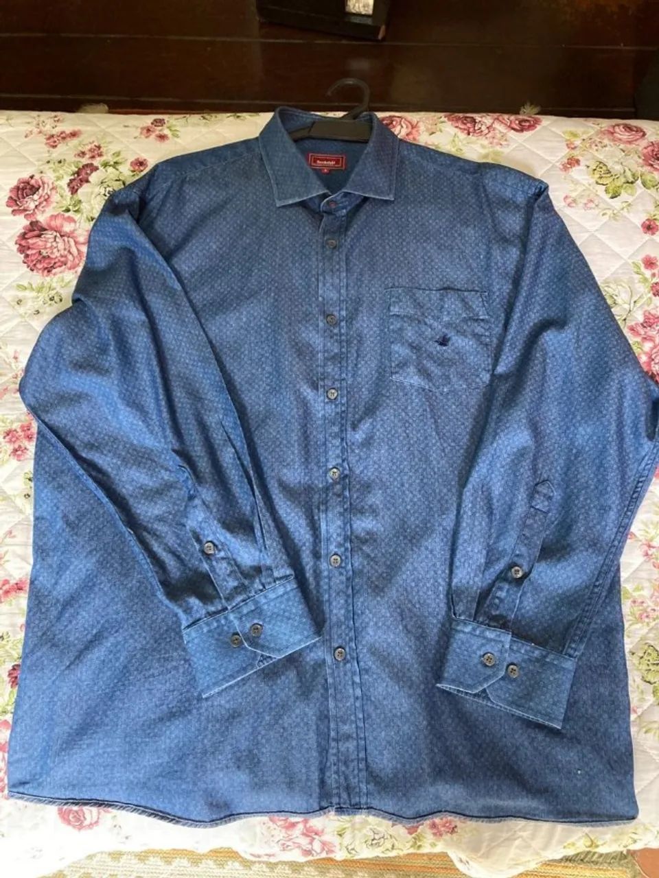 Camisa casual Brooksfield manga longa estampada  - Foto 3