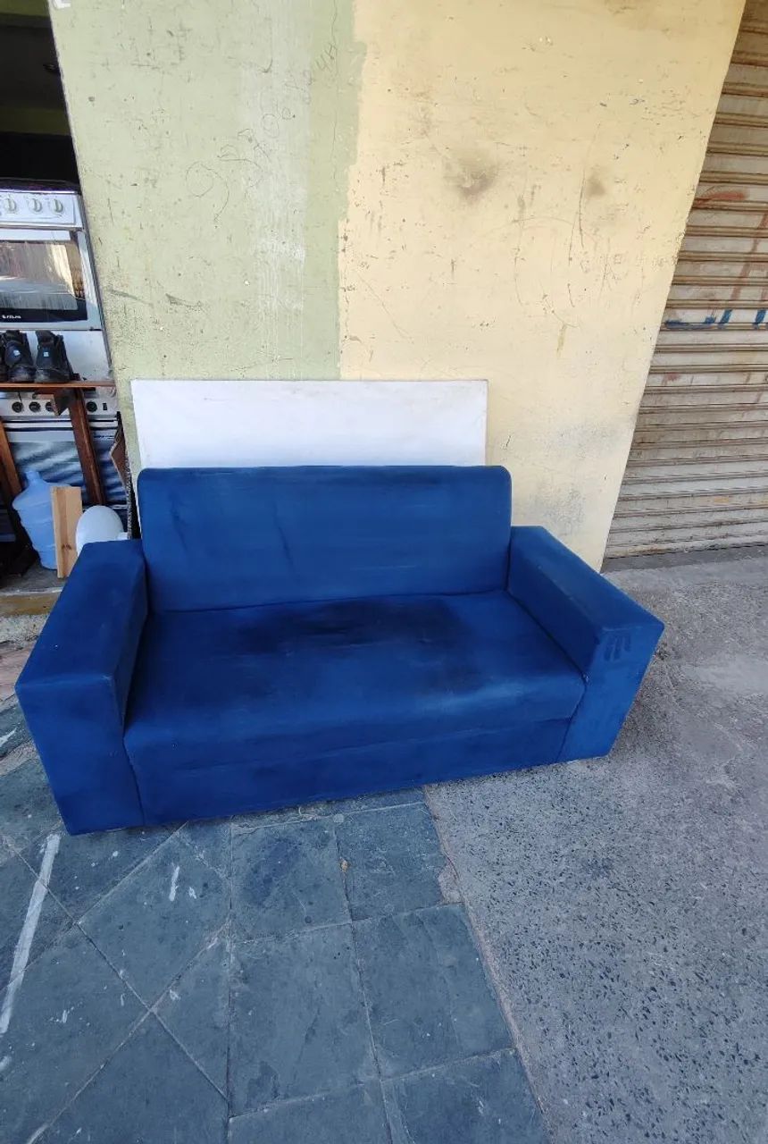 Sofá 3 Lugares Azul Veludo - Foto 3
