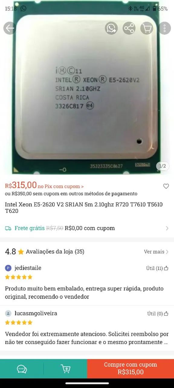Xenon e5- 2620 v2  6 núcleos e 12 threads  - Foto 2