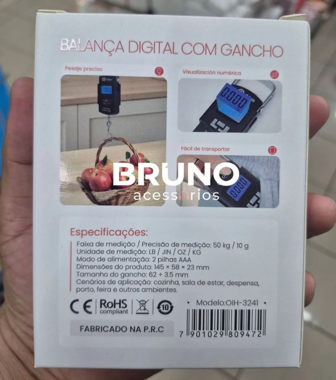 Balança digital portatil com gancho 50kg - Foto 3