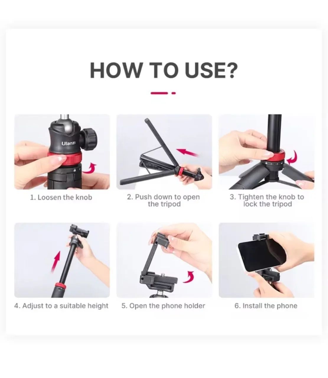 Tripé Ulanzi MT 44 Extensível para Vlog Selfie até 149 cm com Suporte - Foto 5