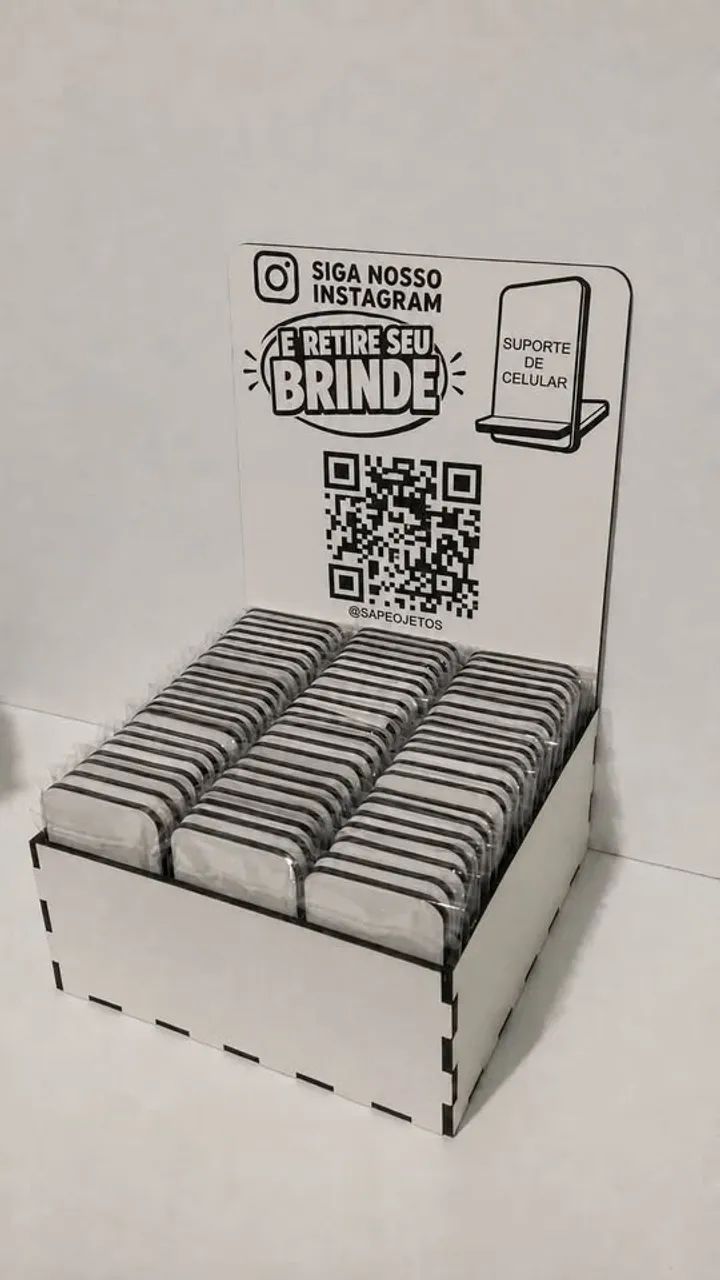 Caixa Display Com 63 Suportes De Celular Para Brindes
