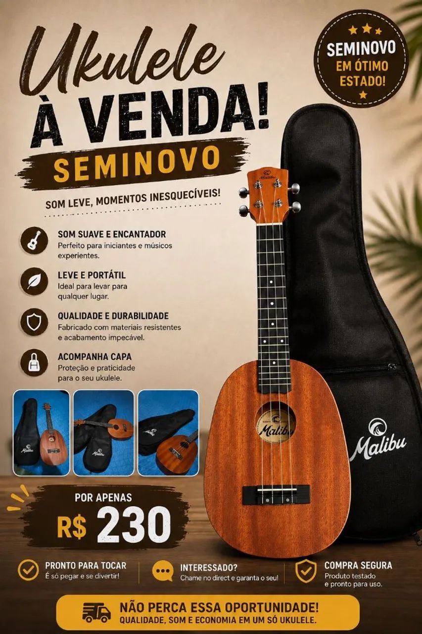 Ukulele semi novo 